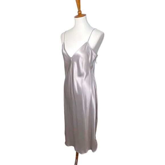 Nili Lotan Midi Cami Slip Dress Silk Silver Medium - Picture 5 of 9